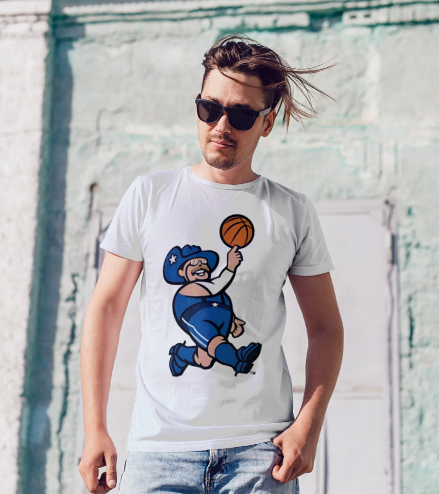 Frisco RoughRiders Dallas Mavericks Crossover Mascot Basketball Cowboy T-Shirt