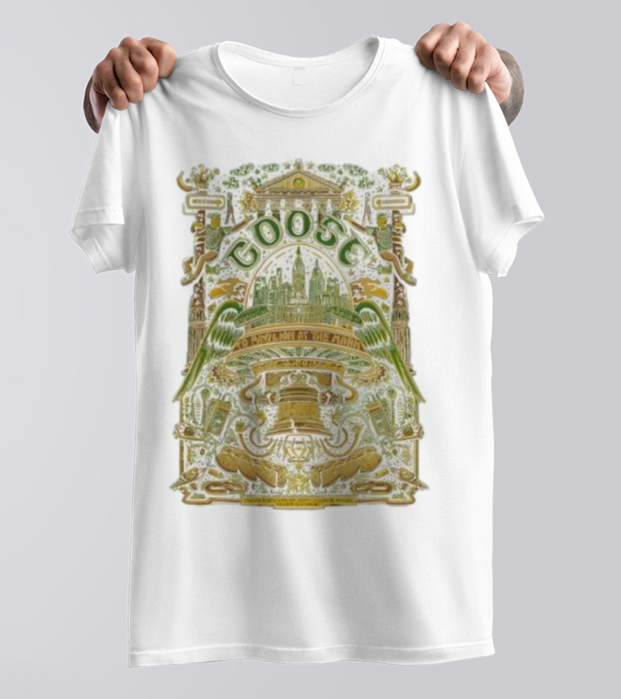 Goose Philadelphia Oct 04 2025 TD Pavilion The Mann Concert Liberty Bell Wings Skyline T-Shirt