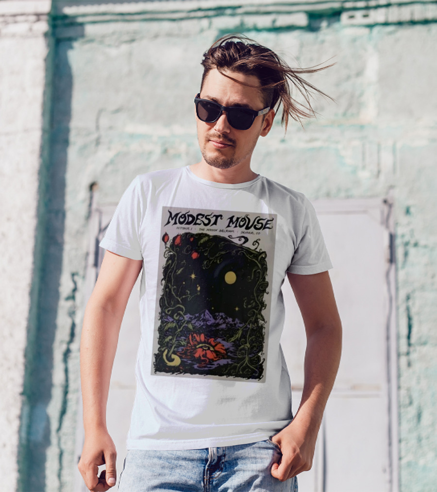 Modest Mouse October 1 The Mission Ballroom Denver CO Moonlit Floral Mountain T-Shirt