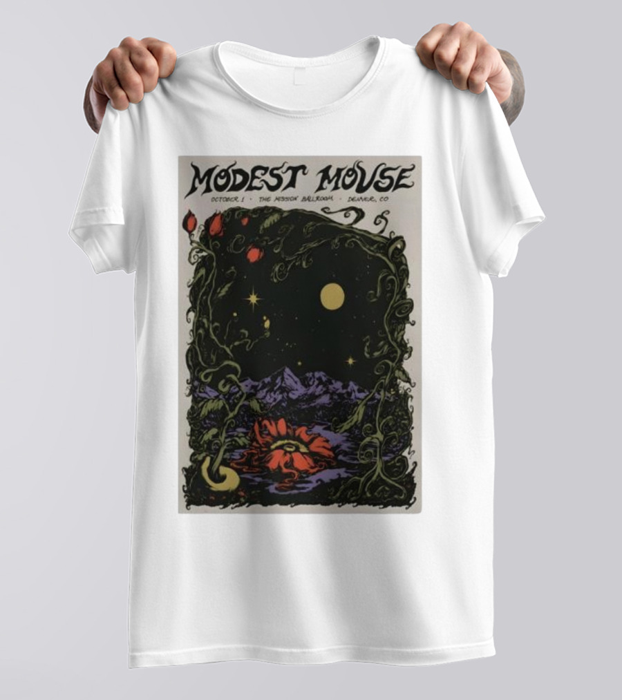 Modest Mouse October 1 The Mission Ballroom Denver CO Moonlit Floral Mountain T-Shirt