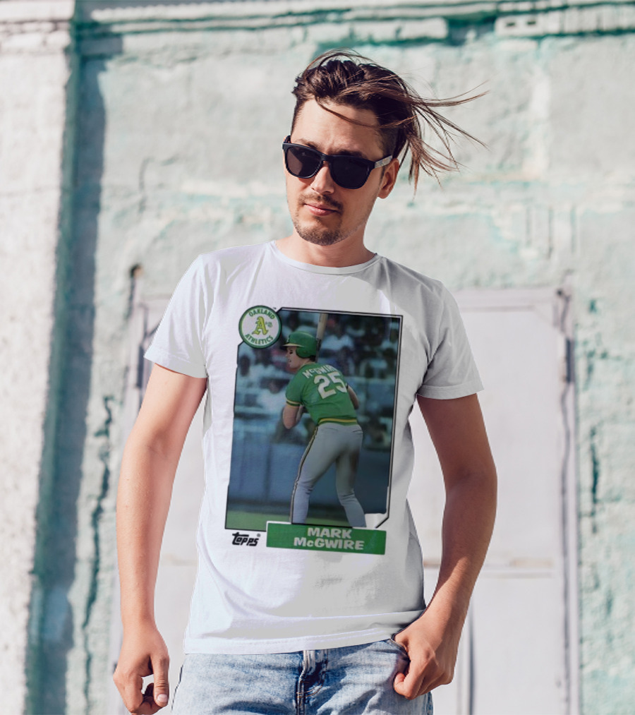 Oakland Athletics Mark McGwire 25 Topps Baseball Player MLB T-Shirt