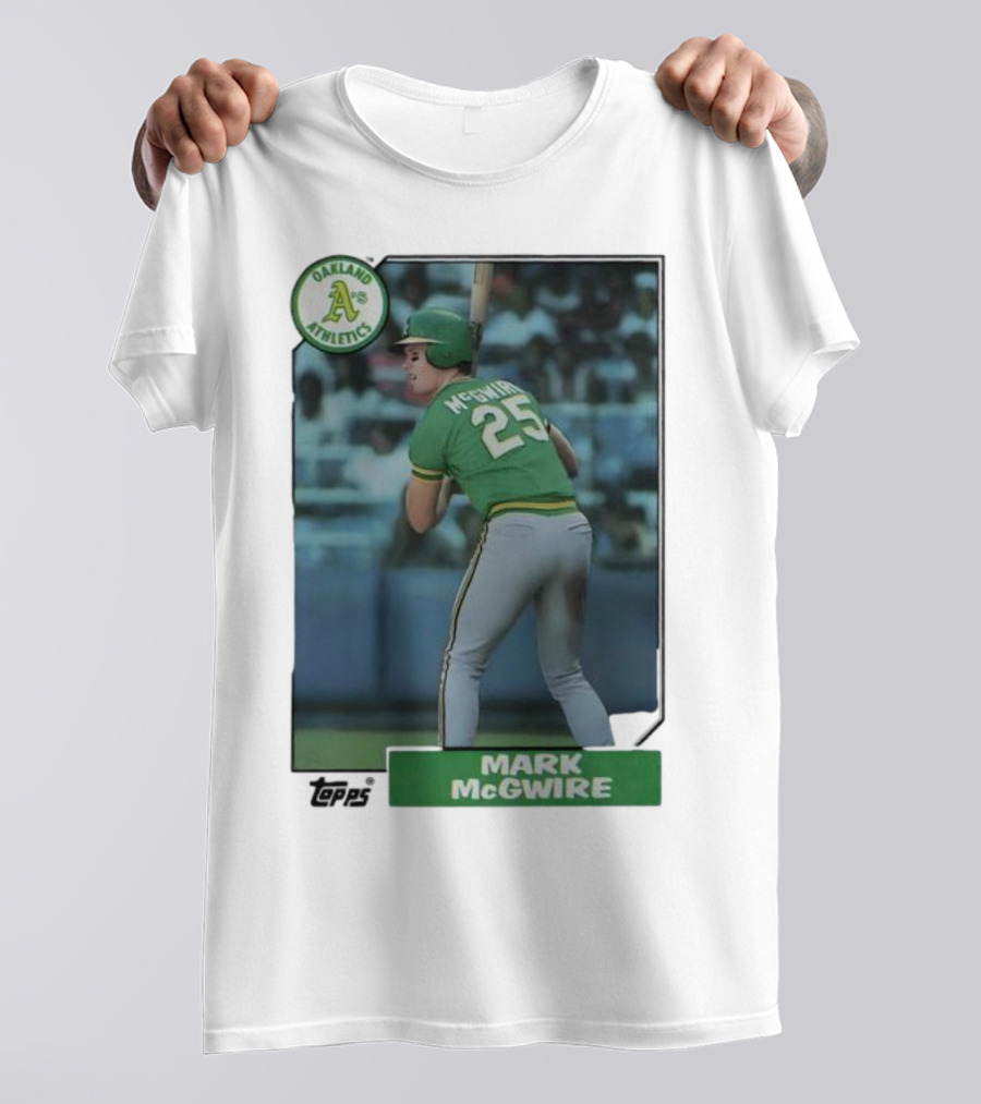 Oakland Athletics Mark McGwire 25 Topps Baseball Player MLB T-Shirt