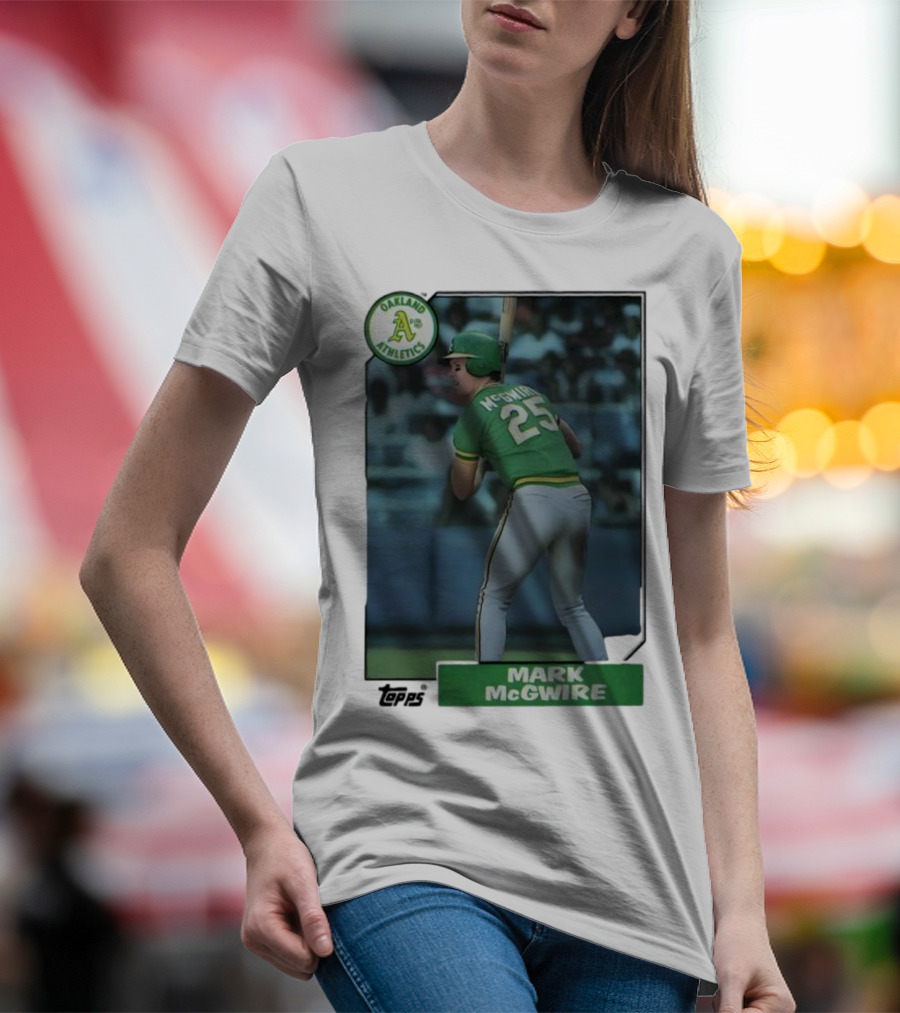 Oakland Athletics Mark McGwire 25 Topps Baseball Player MLB T-Shirt