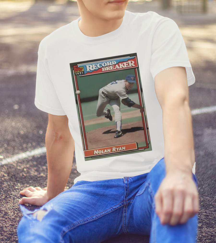 Topps 1991 Nolan Ryan Texas Rangers Record Breaker MLB T-Shirt