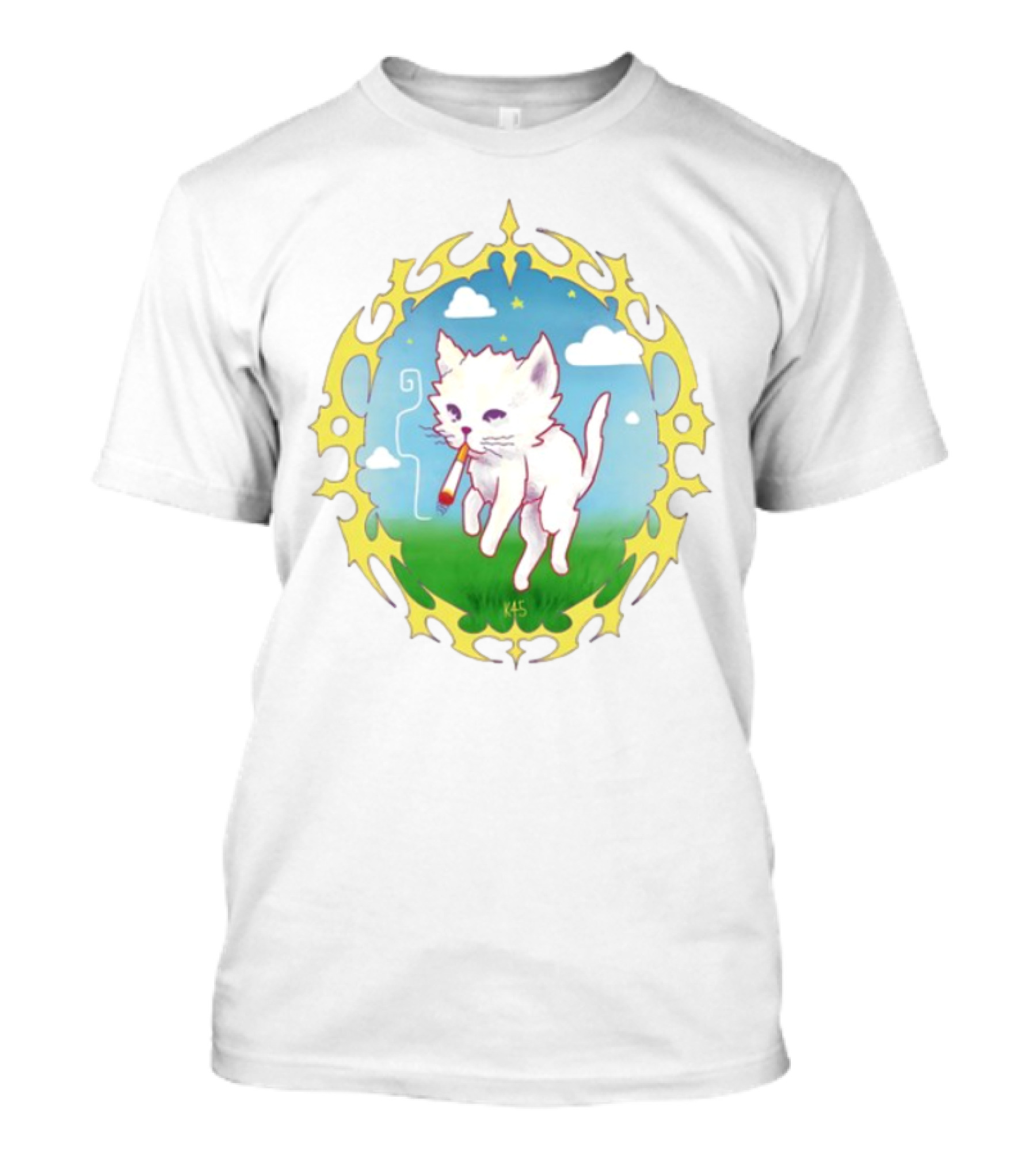 Where's Your Head At Cat Kitties Cosmic Chill Smoke Art T-Shirt