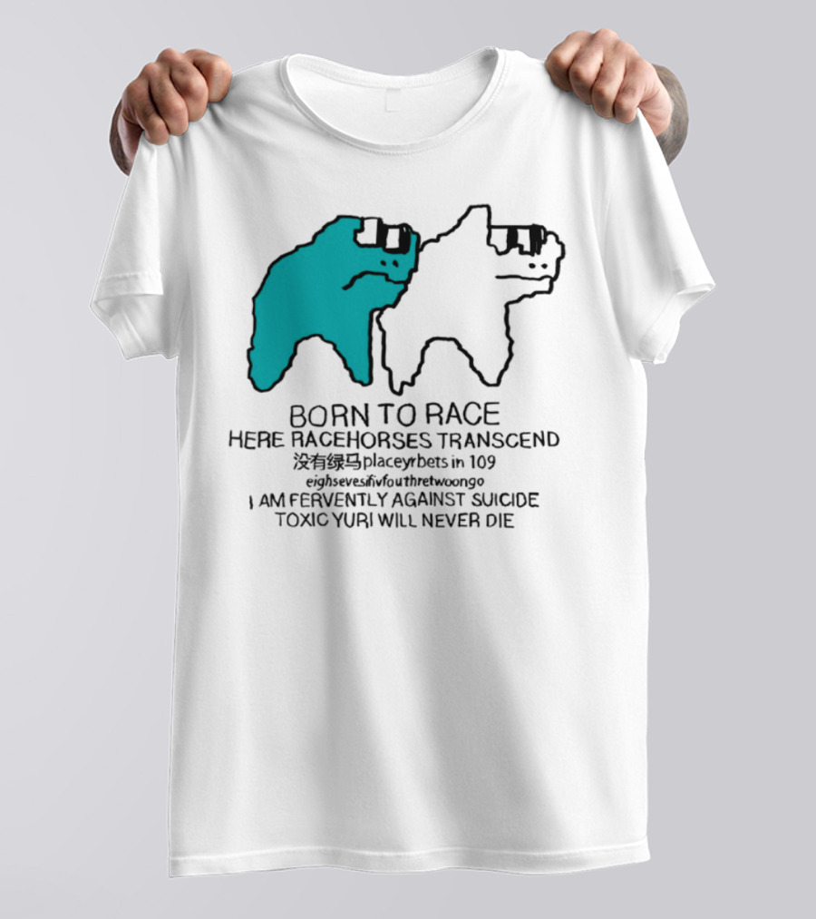 Born To Race Here Racehorses Transcend Dinosaur Sketch Duo T-Shirt
