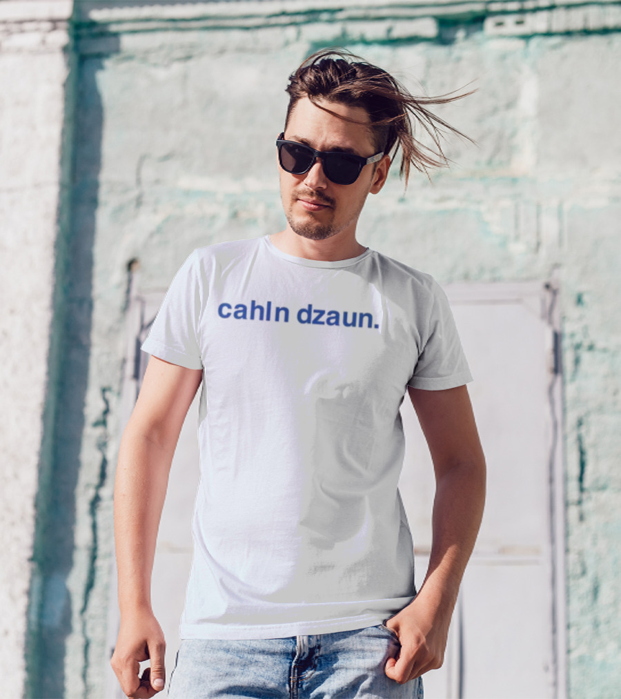 Cahln Dzaun Bold Blue Text T-Shirt