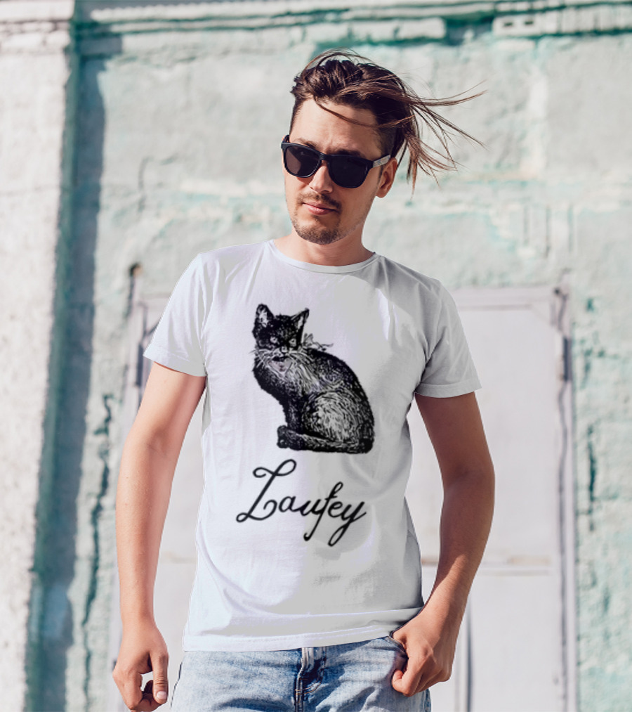 Laufey Black Cat Red Bow Silhouette T-Shirt