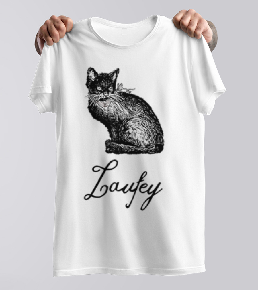 Laufey Black Cat Red Bow Silhouette T-Shirt