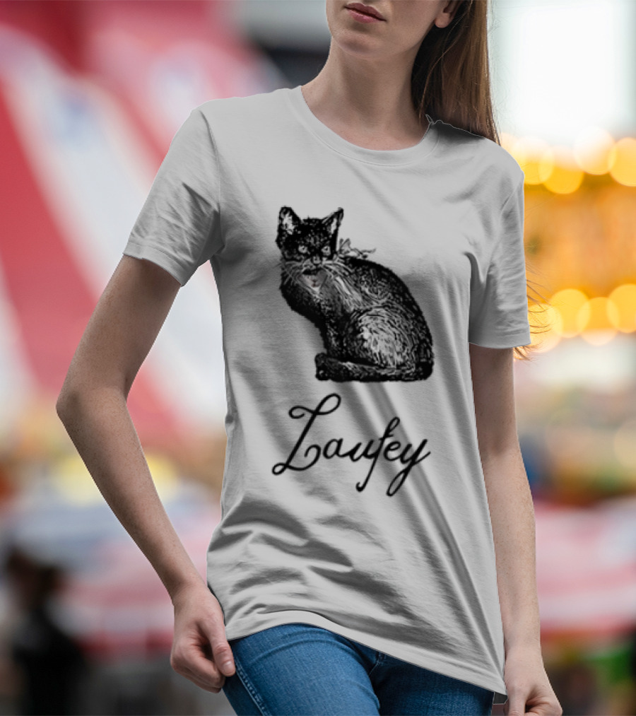 Laufey Black Cat Red Bow Silhouette T-Shirt