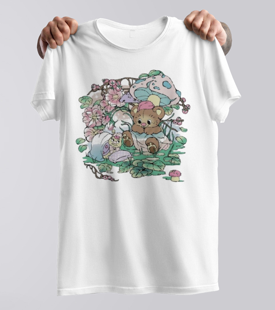 Hannah Michelle Forest Nap Bear And Mushroom Garden-Style Pals T-Shirt