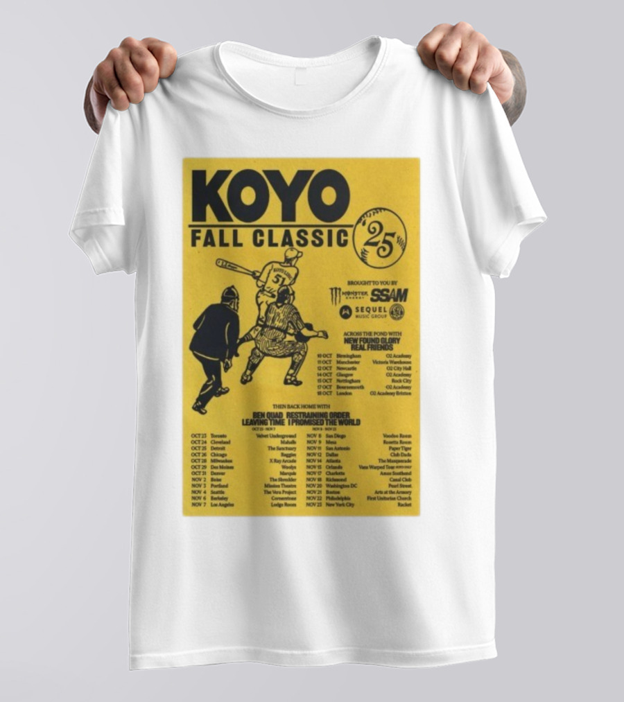 Koyo Fall Classic 2025 Tour Featuring New Found Glory Real Friends Ben Quad Restraining Order T-Shirt