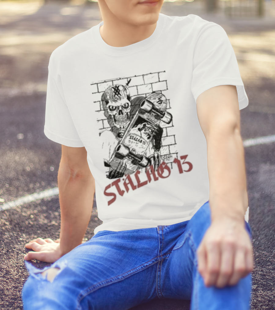 Stalag 13 Skull Skateboard Brick Wall T-Shirt