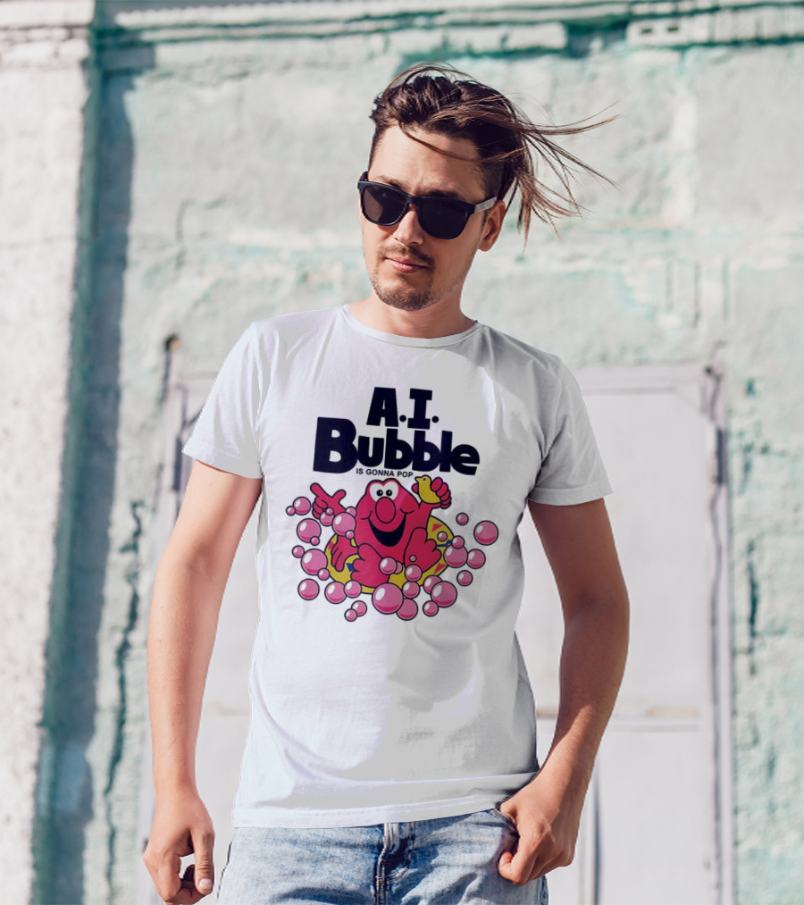 A.I. Bubble Is Gonna Pop Funny Red Character With Pink Bubbles T-Shirt