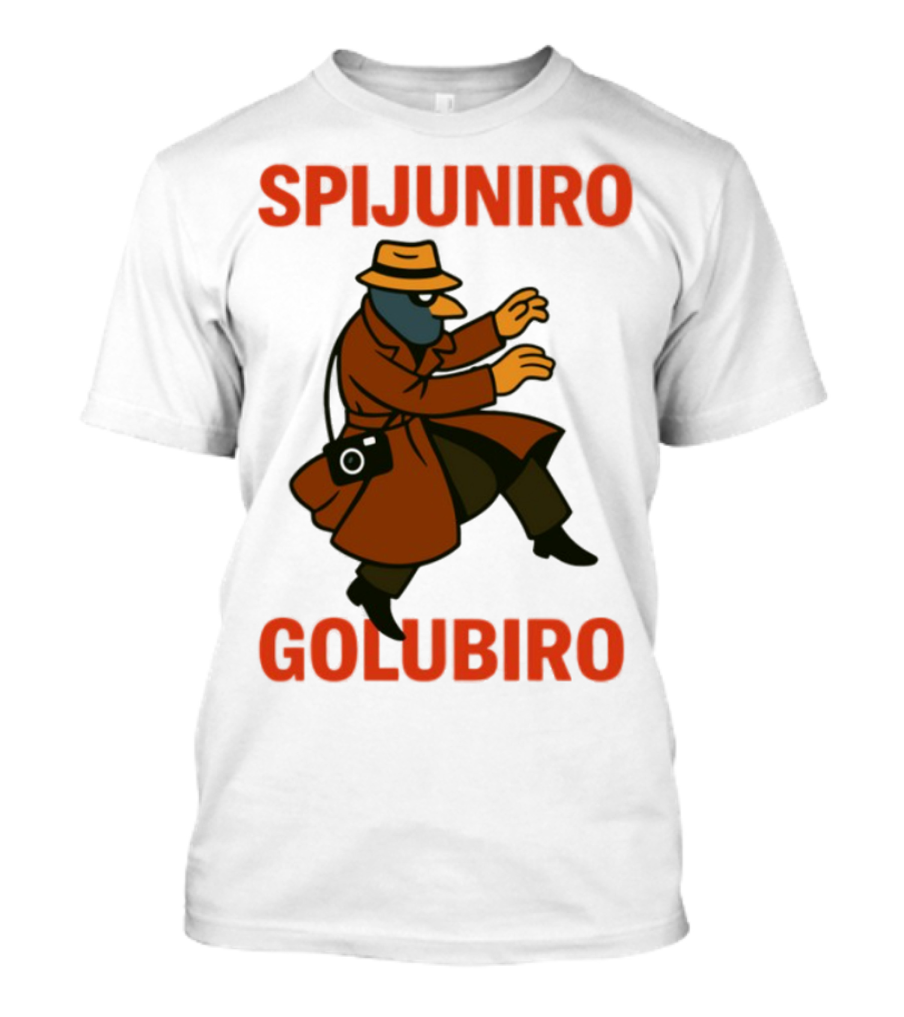 Spijuniro Golubiro Spy Pigeon In Trench Coat And Hat Retro Style T-Shirt