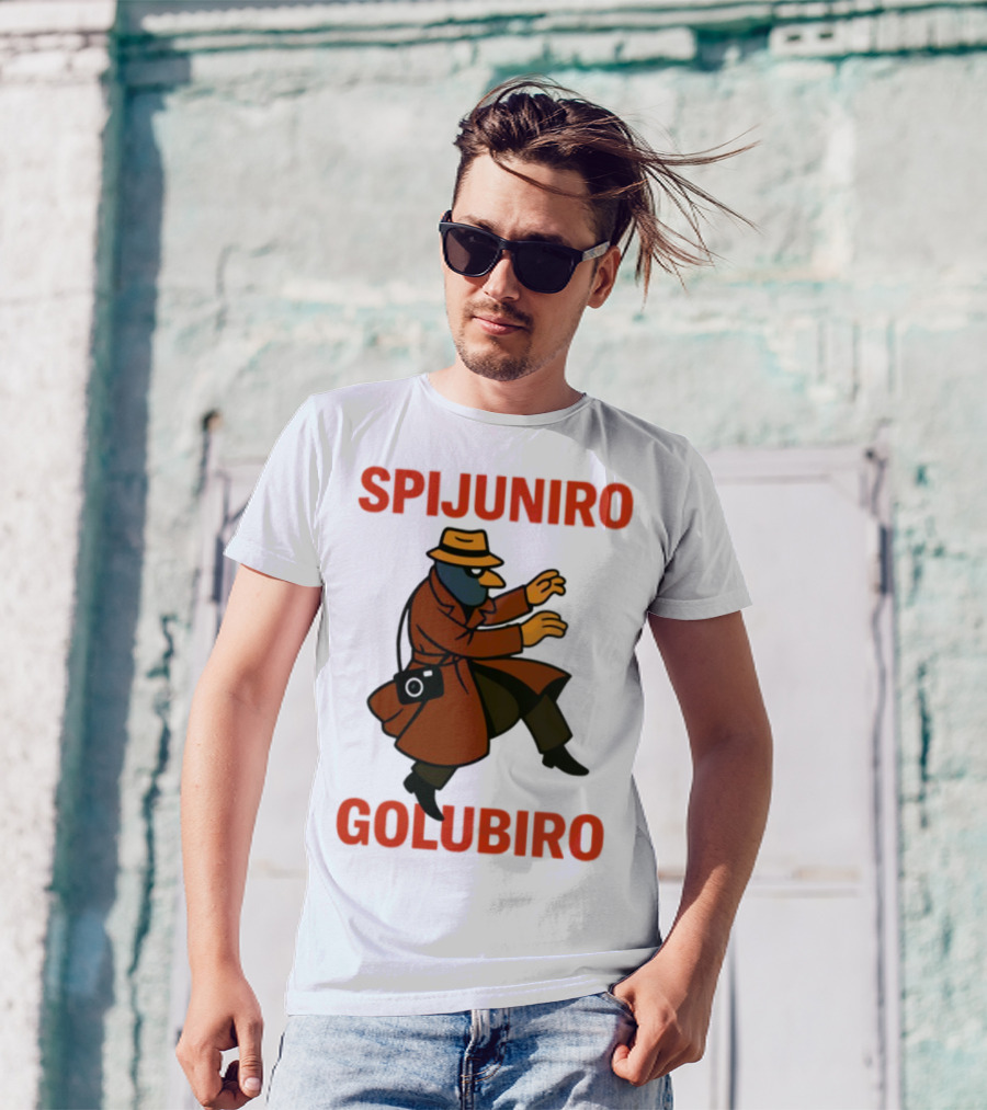 Spijuniro Golubiro Spy Pigeon In Trench Coat And Hat Retro Style T-Shirt