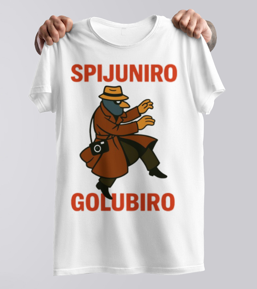 Spijuniro Golubiro Spy Pigeon In Trench Coat And Hat Retro Style T-Shirt