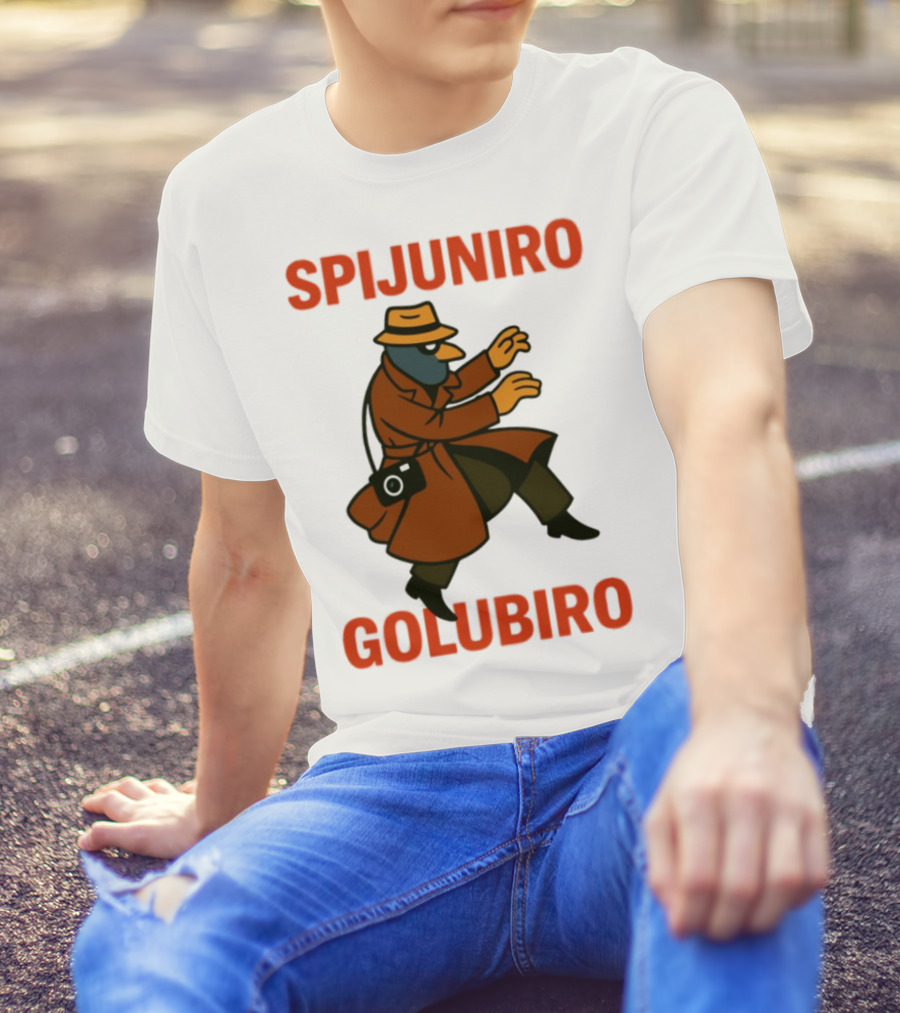 Spijuniro Golubiro Spy Pigeon In Trench Coat And Hat Retro Style T-Shirt