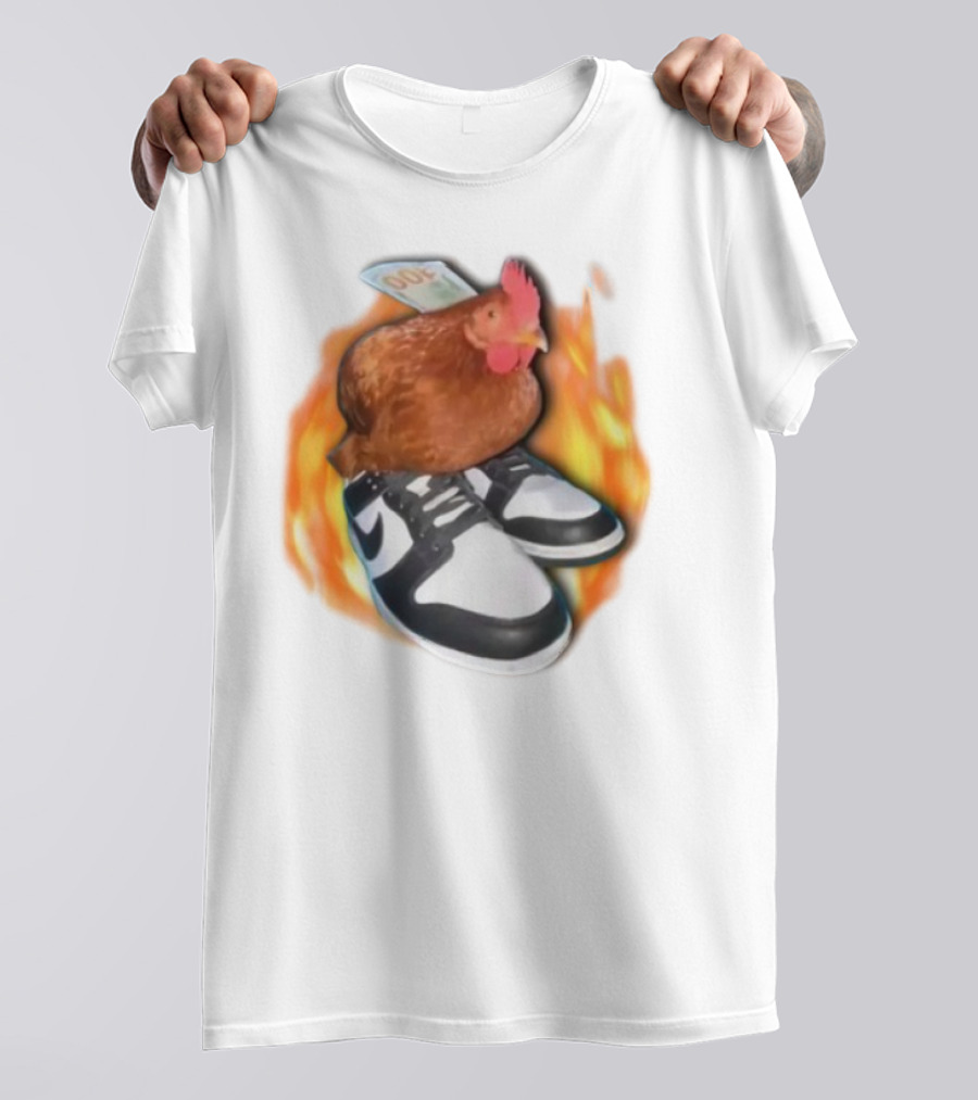 Cringeytees Swag Chicken Money Sneakers Flame Comedic Fashion T-Shirt