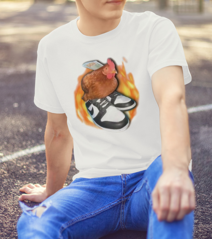 Cringeytees Swag Chicken Money Sneakers Flame Comedic Fashion T-Shirt