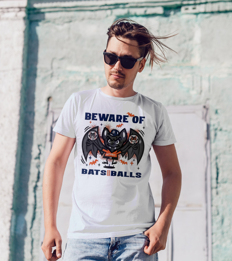 Beware Of Bats And Balls Detroit Halloween Baseball Theme T-Shirt