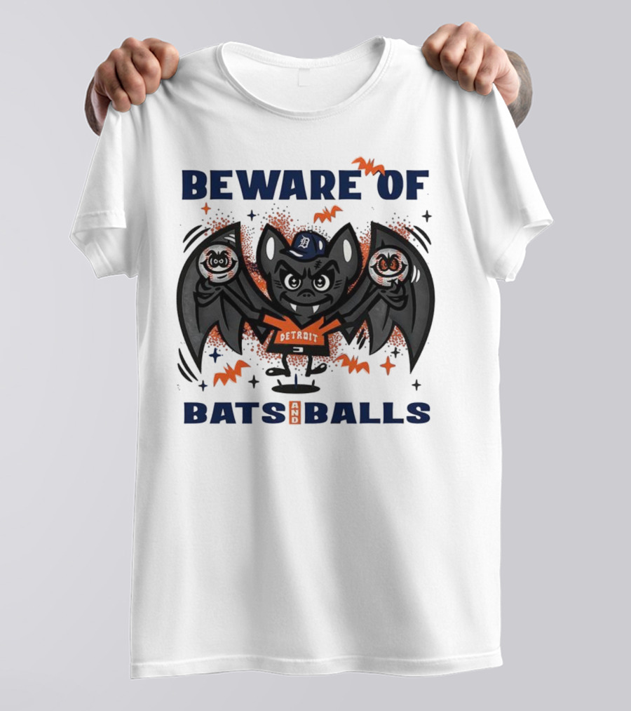 Beware Of Bats And Balls Detroit Halloween Baseball Theme T-Shirt