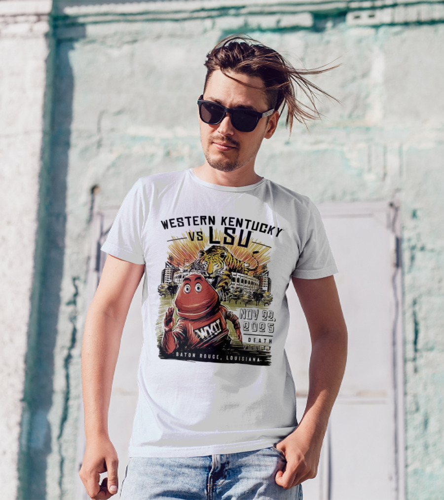 Western Kentucky Vs LSU November 2025 Tiger Mascot Baton Rouge Louisiana Stadium T-Shirt