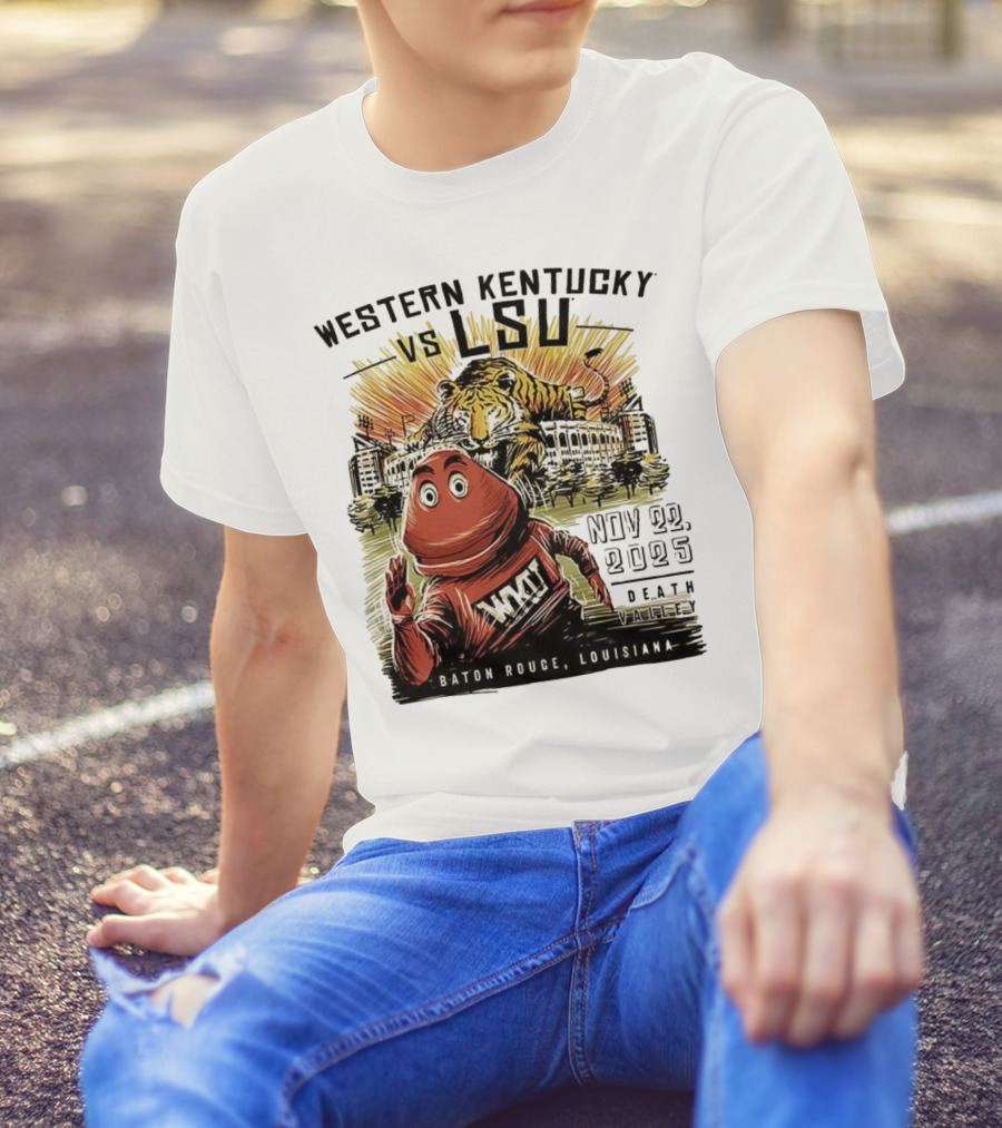 Western Kentucky Vs LSU November 2025 Tiger Mascot Baton Rouge Louisiana Stadium T-Shirt
