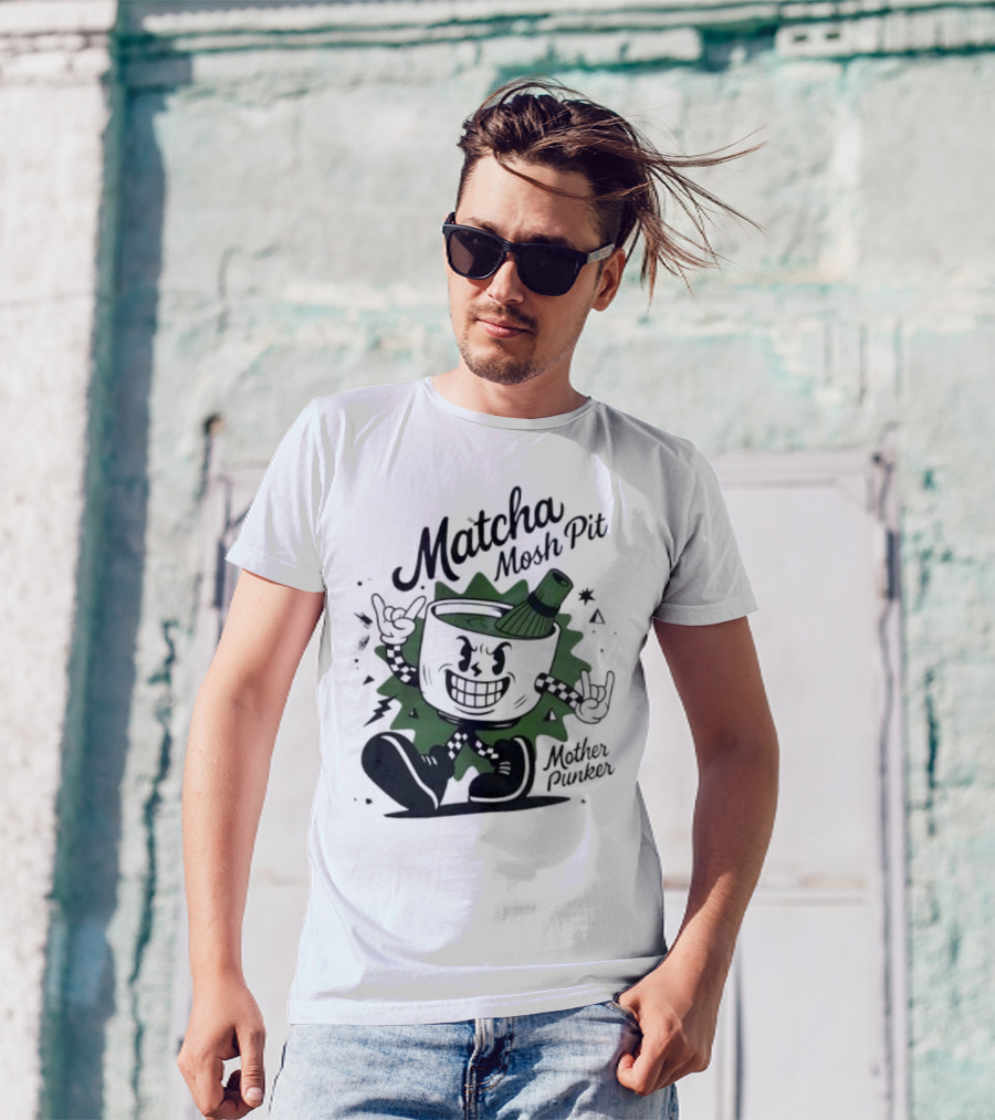 Matcha Mosh Pit Mother Punker Cartoon Cup With Whisk T-Shirt