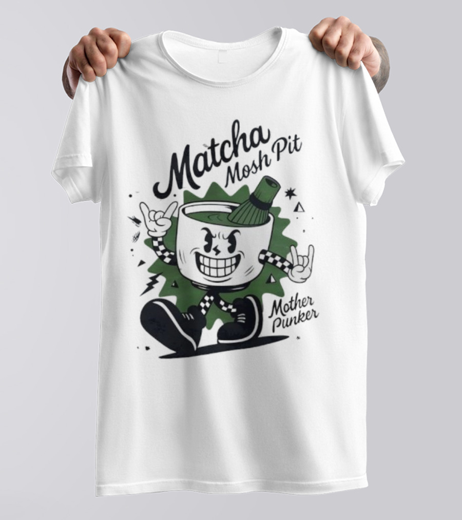 Matcha Mosh Pit Mother Punker Cartoon Cup With Whisk T-Shirt