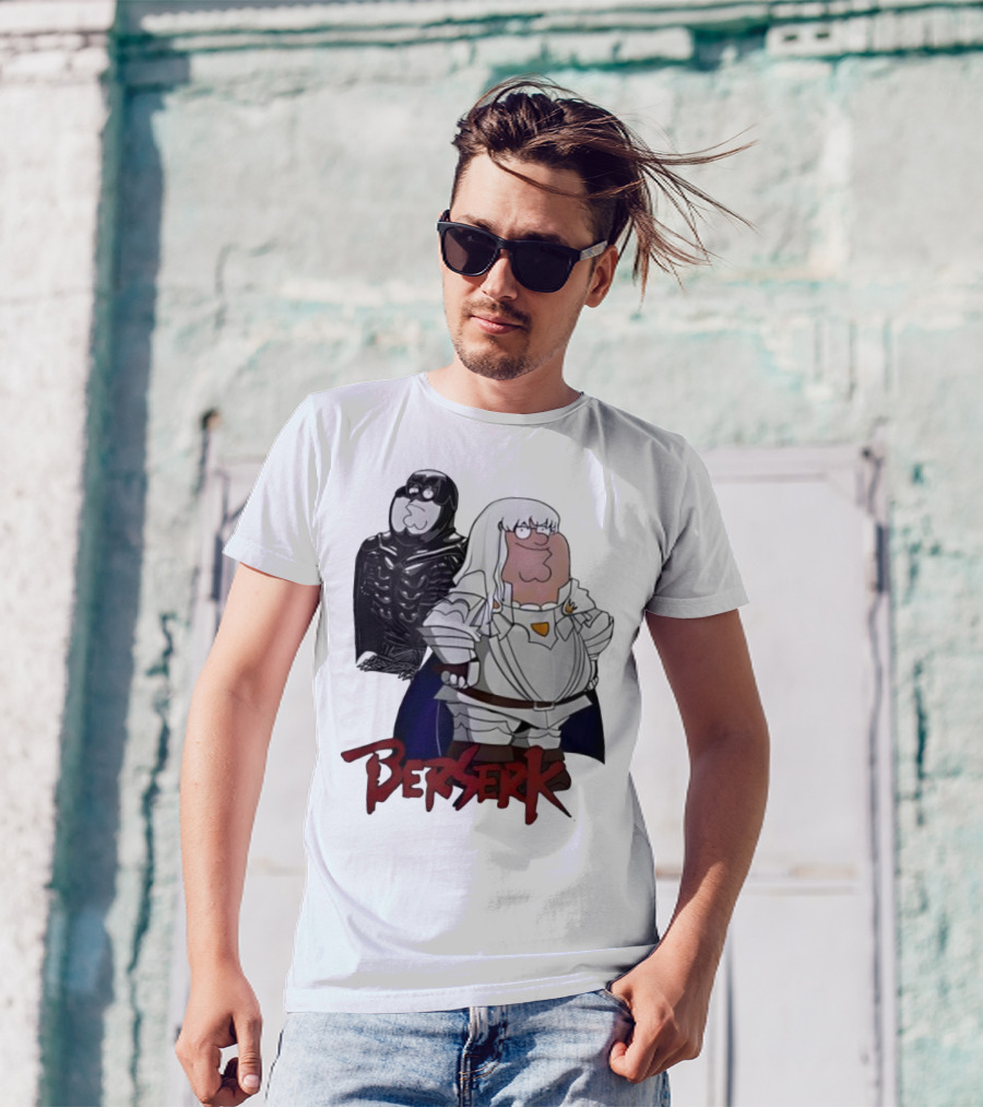 Peter Griffin Family Guy Berserk Crossover Meme Griffith Armor Guts Cosplay T-Shirt