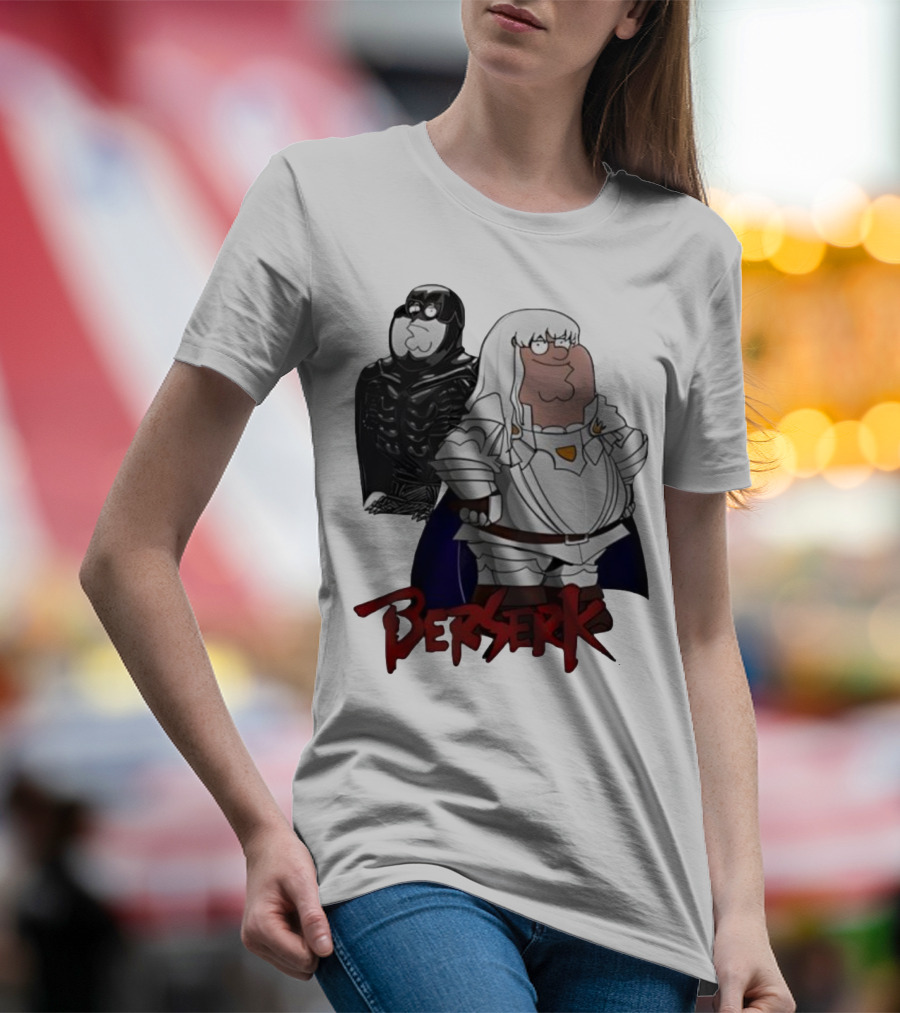 Peter Griffin Family Guy Berserk Crossover Meme Griffith Armor Guts Cosplay T-Shirt