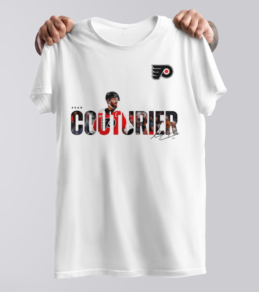 Sean Couturier Philadelphia Flyers Signature NHL C Captain T-Shirt