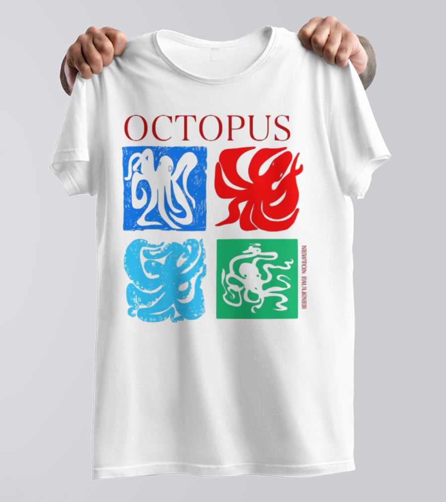 NewtonFaulkner Octopus Colorful Pop Art Quartet T-Shirt
