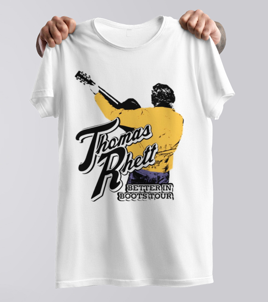 Thomas Rhett Better In Boots Retro Handgun Cowboy Boot Style T-Shirt