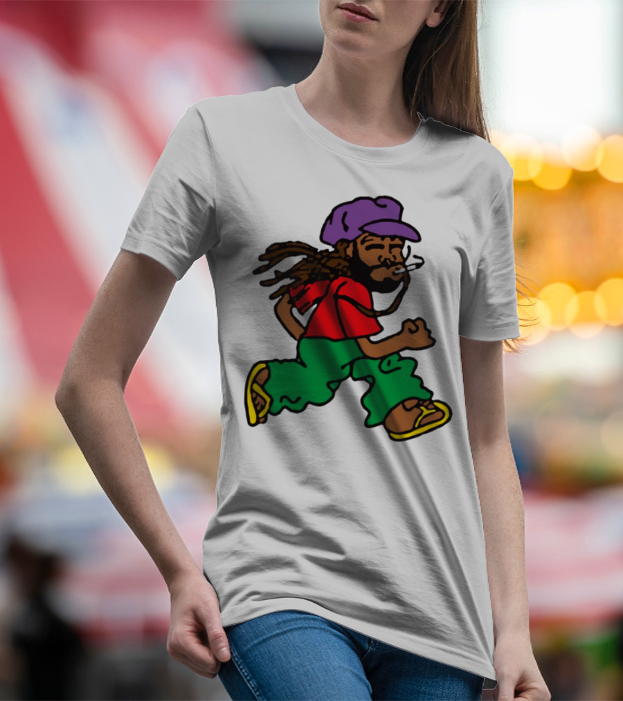 Amine Running Man Rastafarian Style Casual Character T-Shirt