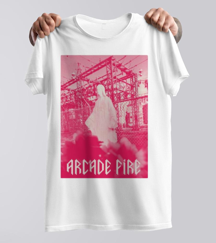 Arcade Fire Virgin Mary Statue Pink Power Station T-Shirt