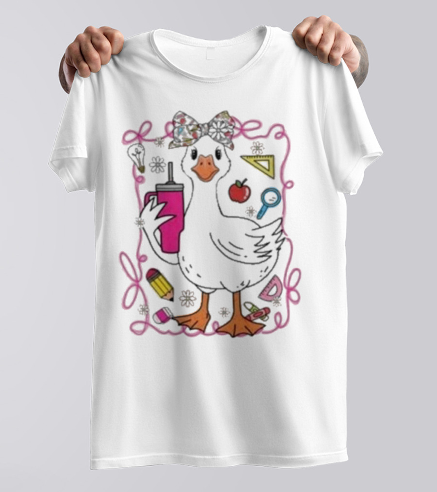Brooke And Bear Back To School Goose Pencil Apple Ruler T-Shirt