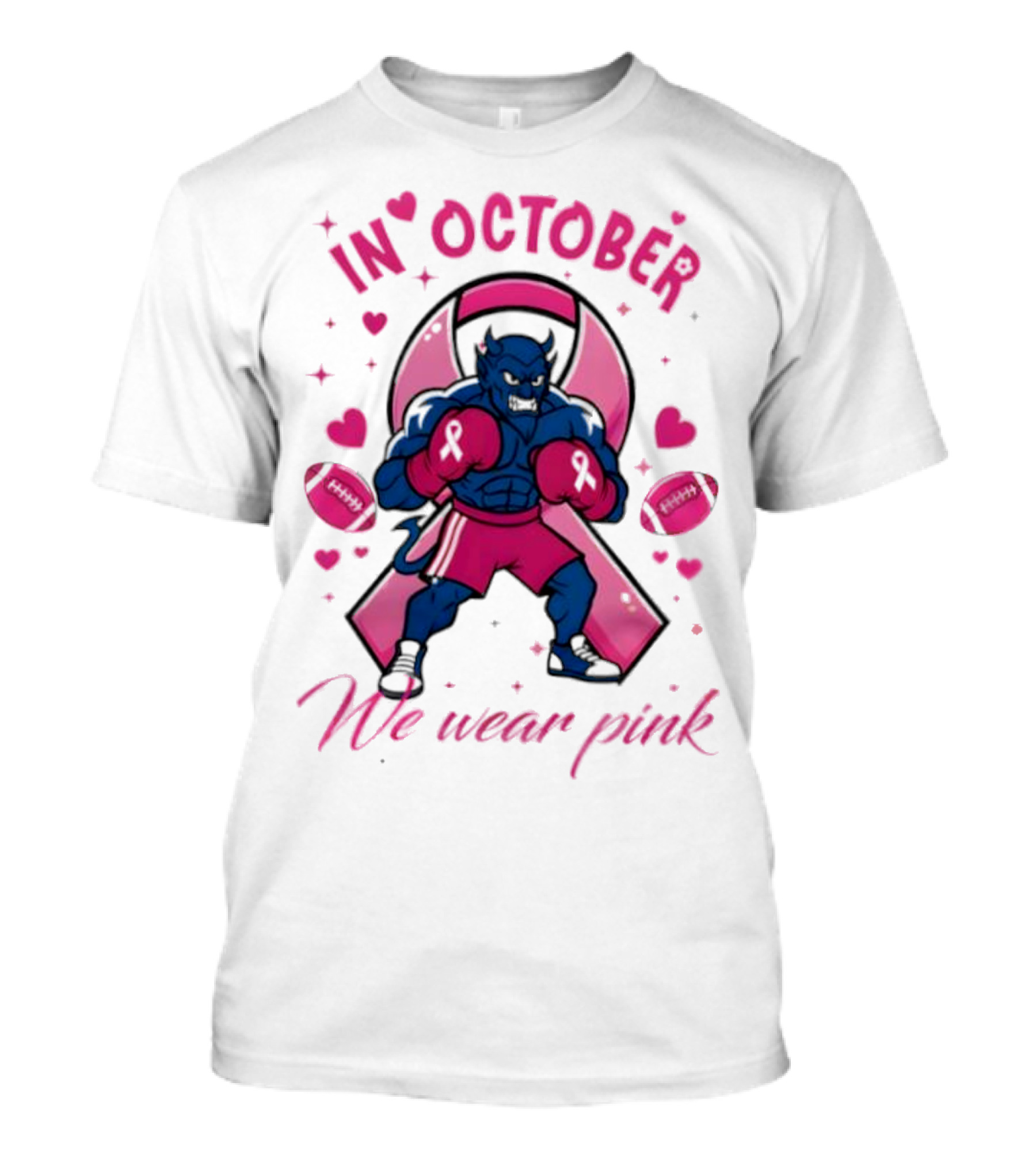 Duke Blue Devils Tackle Cancer Boxing Pink Awareness In October We Wear Pink T-Shirt