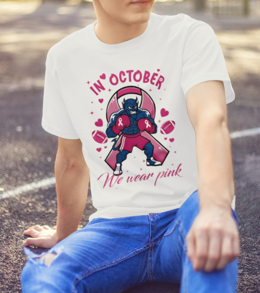 Duke Blue Devils Tackle Cancer Boxing Pink Awareness In October We Wear Pink T-Shirt