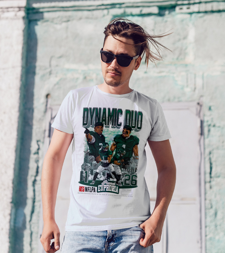 Jalen Hurts Saquon Barkley Dynamic Duo Philadelphia Eagles Planet Euphoria Neora 1 26 T-Shirt