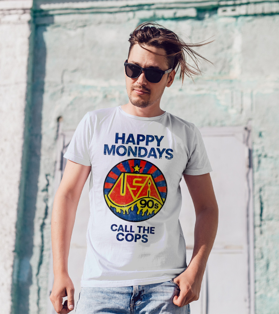 Happy Mondays USA 90s Call The Cops Starburst Retro T-Shirt