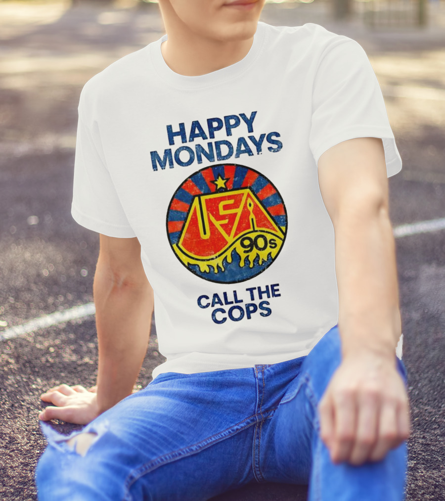 Happy Mondays USA 90s Call The Cops Starburst Retro T-Shirt