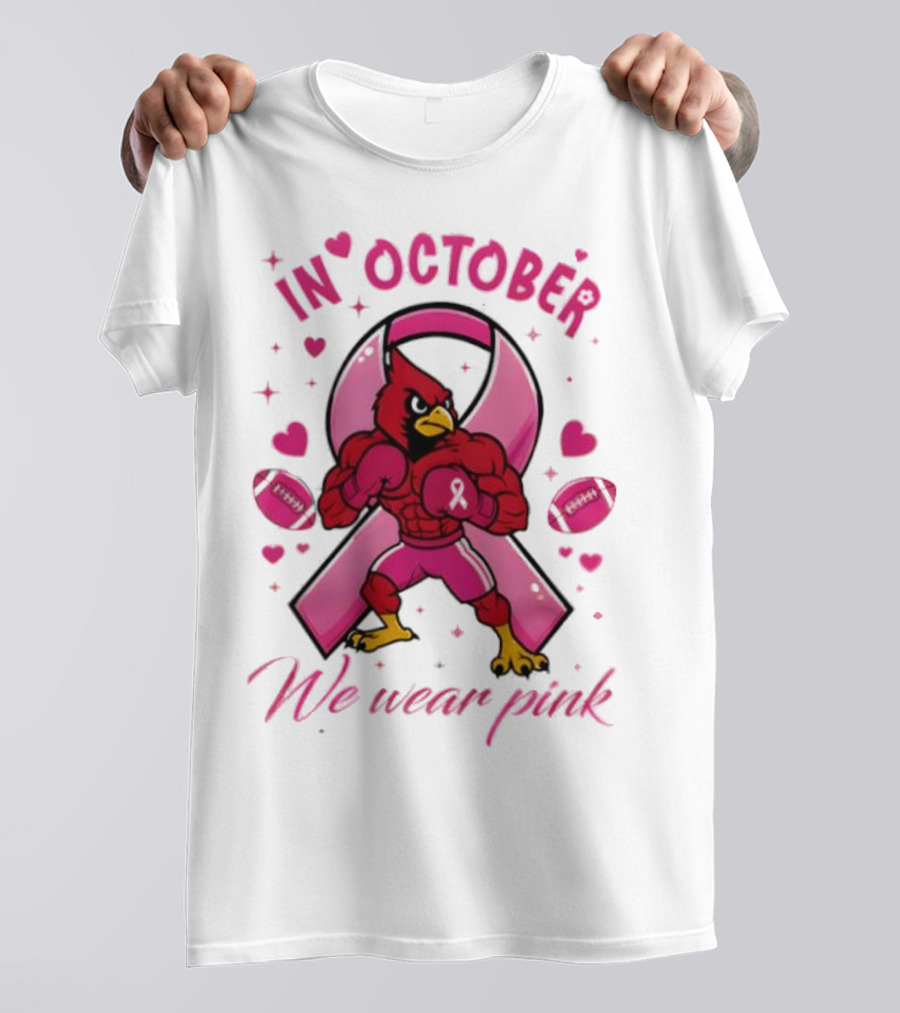 Louisville Cardinals In October We Wear Pink Tackle Cancer T-Shirt
