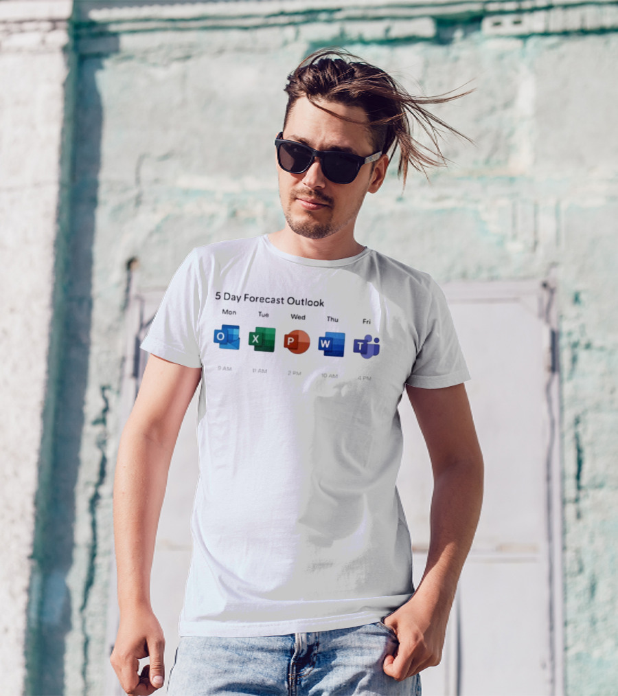 5 Day Forecast Outlook Monday Friday Microsoft Office Icons T-Shirt