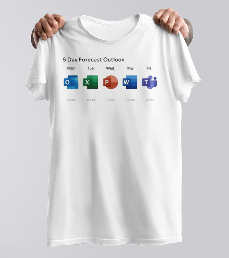 5 Day Forecast Outlook Monday Friday Microsoft Office Icons T-Shirt