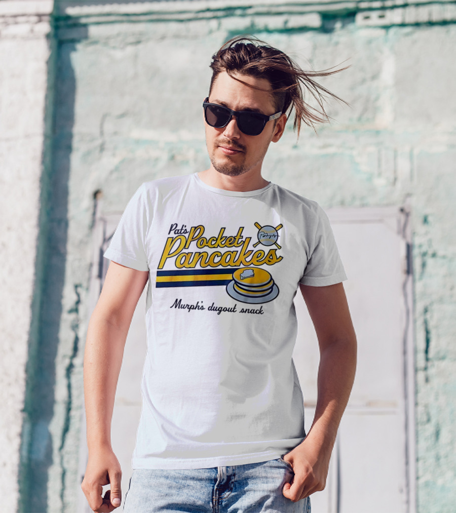 Pat’s Pocket Pancakes Murph’s Dugout Snack Pancake Stack Crossed Bats T-Shirt