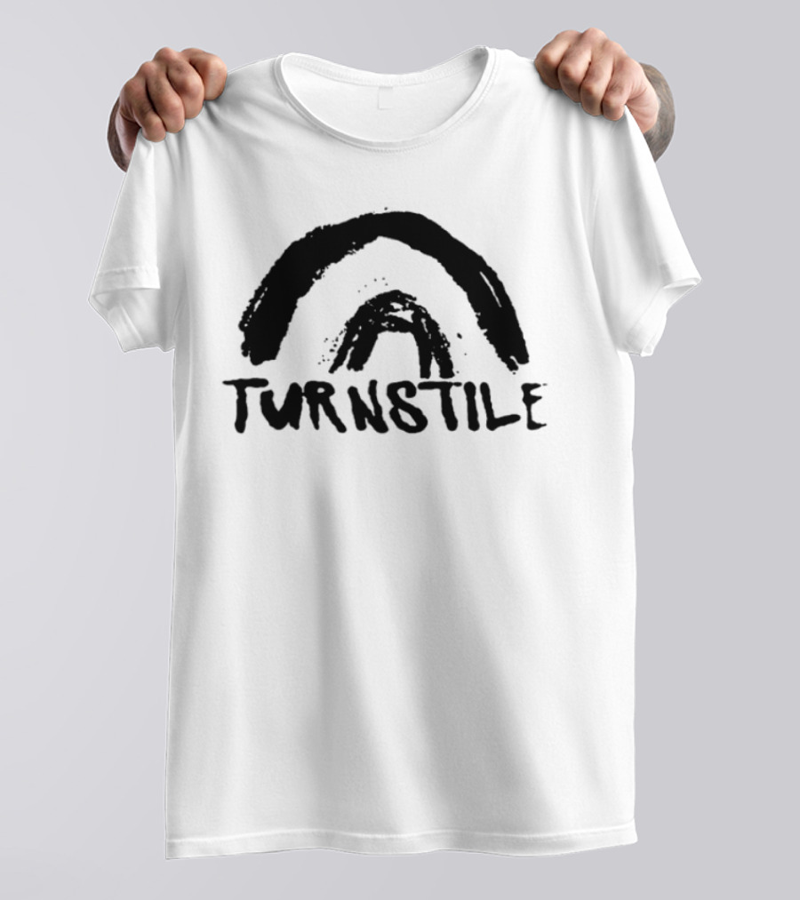 Turnstile Large Arial Double Rainbow Colorful Typography T-Shirt