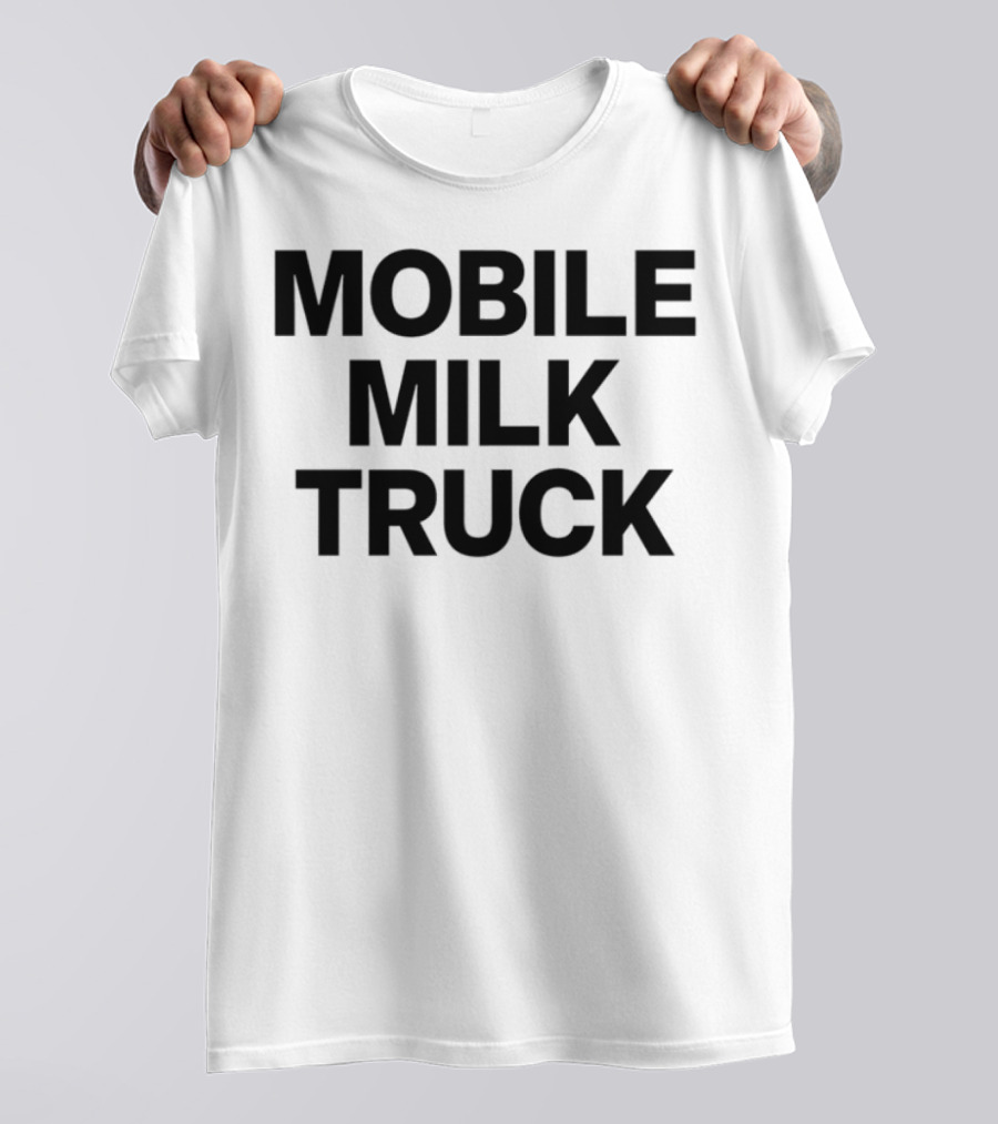 Mobile Milk Truck Dairy Time Bulldog Cartoon T-Shirt