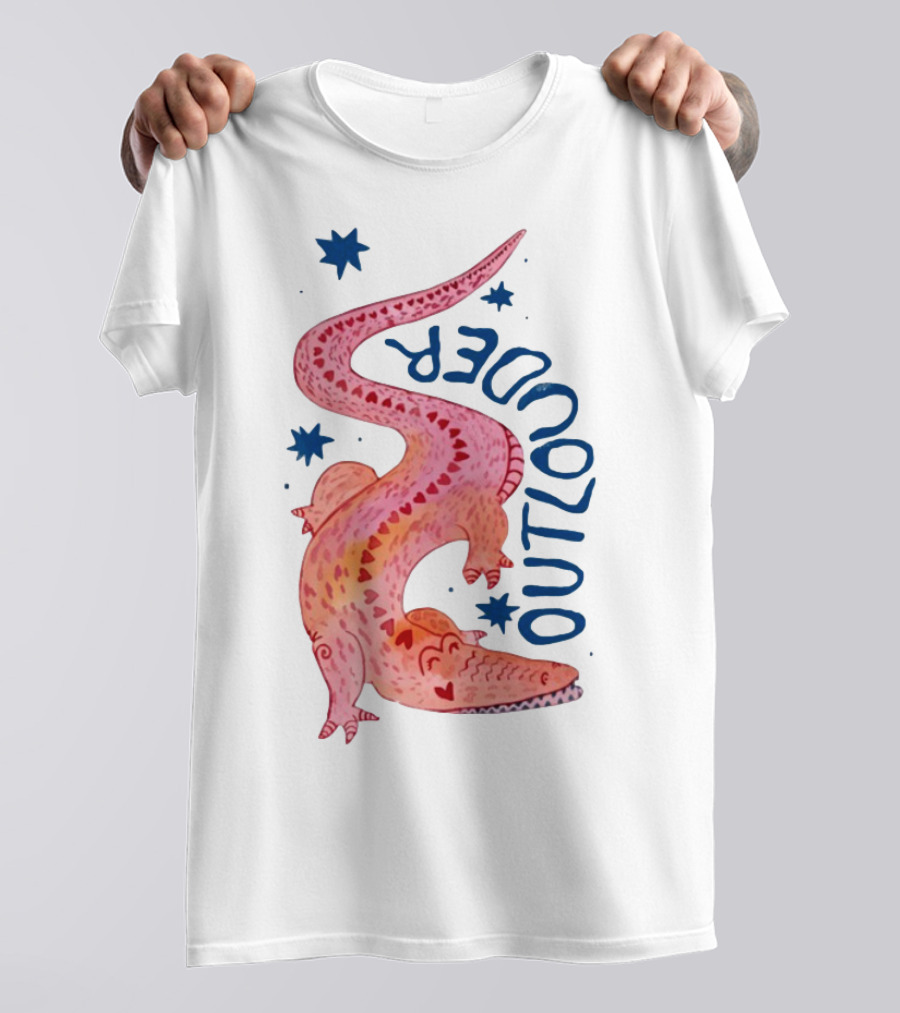 Outlouder Croc Pink Crocodile And Blue Stars T-Shirt